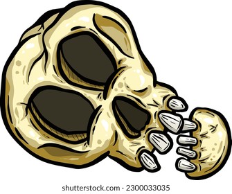 Cartoon Spooky Skull Character Face that is Funny for Halloween or Children's Stories