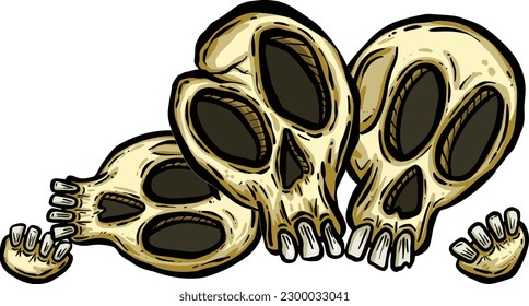 Cartoon Spooky Skull Character Face that is Funny for Halloween or Children's Stories