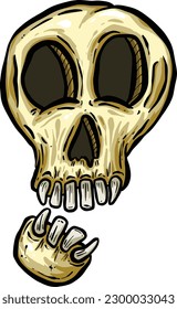 Cartoon Spooky Skull Character Face that is Funny for Halloween or Children's Stories