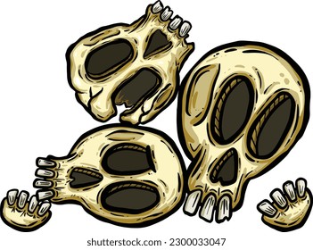 Cartoon Spooky Skull Character Face that is Funny for Halloween or Children's Stories