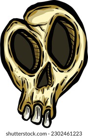 Cartoon Spooky Skull Character Face that is Funny for Halloween or Children's Stories