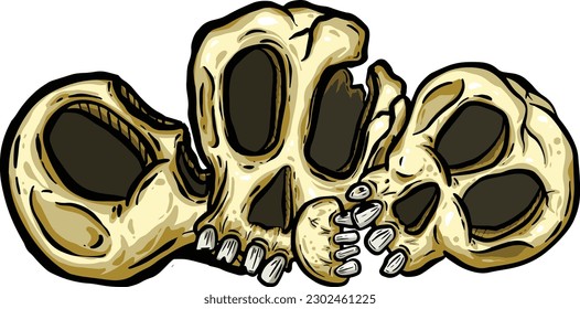 Cartoon Spooky Skull Character Face that is Funny for Halloween or Children's Stories