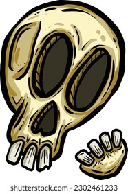 Cartoon Spooky Skull Character Face that is Funny for Halloween or Children's Stories