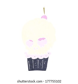 cartoon spooky skull cupcake