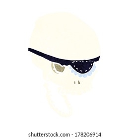 cartoon spooky skull with eye patch