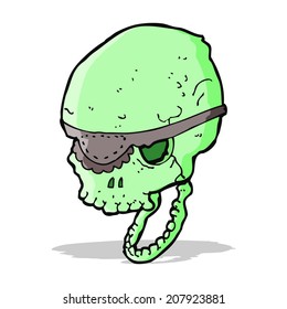 cartoon spooky skull with eye patch