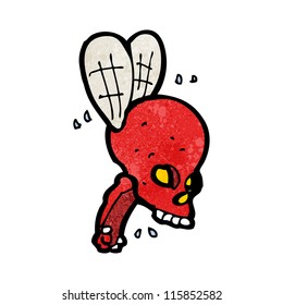 cartoon spooky skull fly