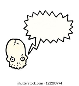 cartoon spooky skull with speech bubble