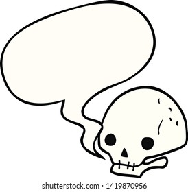 cartoon spooky skull with speech bubble