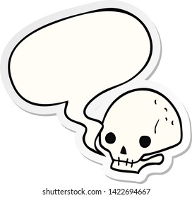 cartoon spooky skull with speech bubble sticker