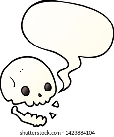 cartoon spooky skull with speech bubble in smooth gradient style