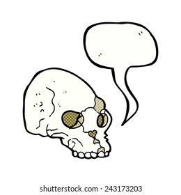cartoon spooky skull with speech bubble