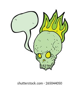 cartoon spooky skull with speech bubble