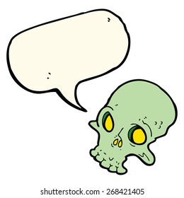 cartoon spooky skull with speech bubble