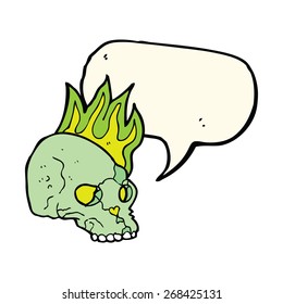 cartoon spooky skull with speech bubble