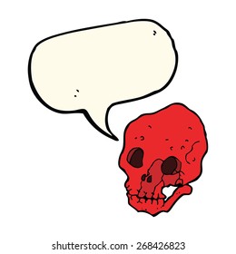 cráneo espeluznante de caricatura con burbuja de habla