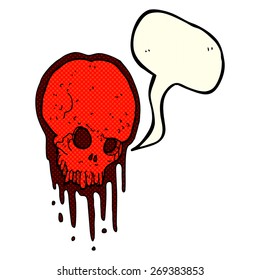 Cartoon spooky skull with speech bubble