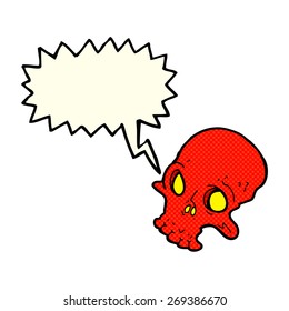 cartoon spooky skull with speech bubble