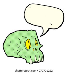 cartoon spooky skull with speech bubble