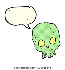 cartoon spooky skull with speech bubble