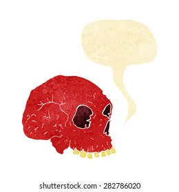 cartoon spooky skull with speech bubble