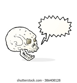 cartoon spooky skull with speech bubble