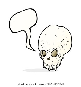 cartoon spooky skull with speech bubble