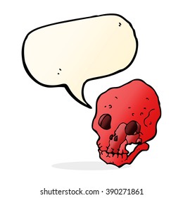 cráneo espeluznante de caricatura con burbuja de habla