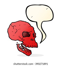 cartoon spooky skull with speech bubble