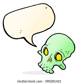 cartoon spooky skull with speech bubble