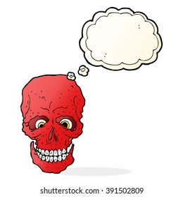 cartoon spooky skull with speech bubble