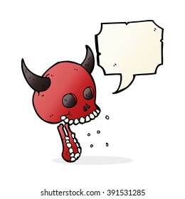 cartoon spooky skull with speech bubble