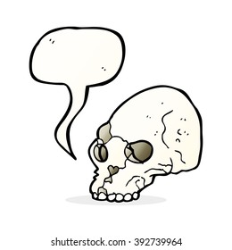 cartoon spooky skull with speech bubble