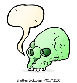 cartoon spooky skull with speech bubble