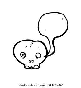 cartoon spooky skull with speech bubble