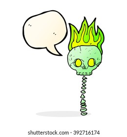 cartoon spooky skull and spine with speech bubble