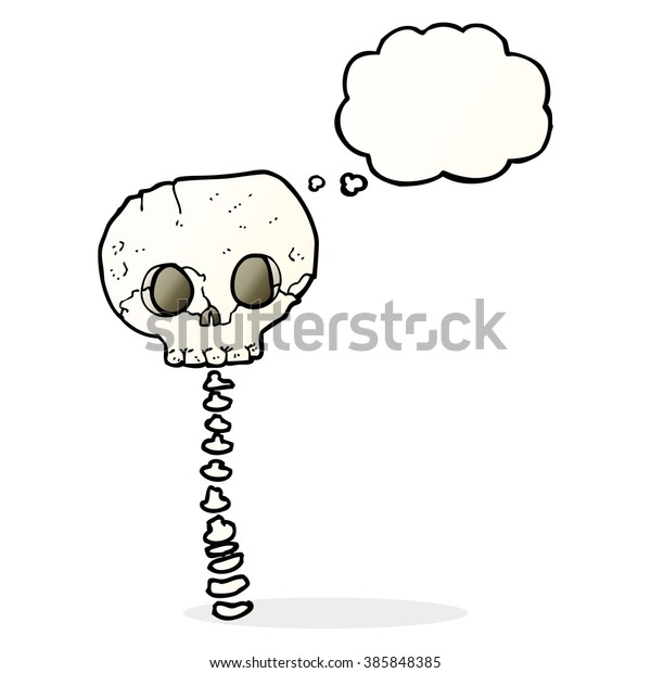 Cartoon Spooky Skull Spine Thought Bubble Stock Vector Royalty Free 385848385