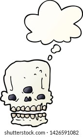 Karikaturenspitzskull mit Gedankenblase in glattem Farbverlauf-Stil