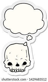 Karikaturenspitzskull mit Denkblase als Druckaufkleber