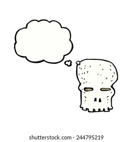 cartoon spooky skull with thought bubble