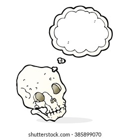 cartoon spooky skull with thought bubble