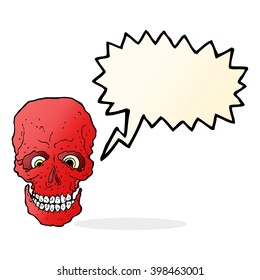cartoon spooky skull with thought bubble