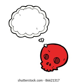 cartoon spooky skull with thought bubble