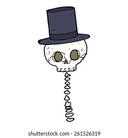 cráneo espeluznante de caricatura con sombrero superior