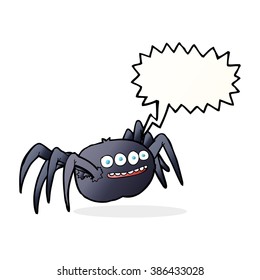 cartoon spooky spider with speech bubble