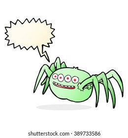araña espeluznante de caricatura con burbuja de habla