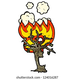 cartoon spooky tree on fire