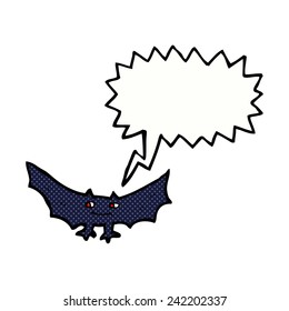 cartoon spooky vampire bat with speech bubble