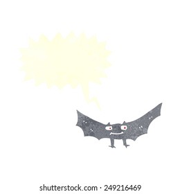 cartoon spooky vampire bat with speech bubble