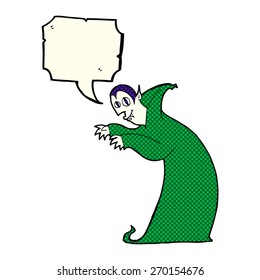 cartoon spooky vampire with speech bubble